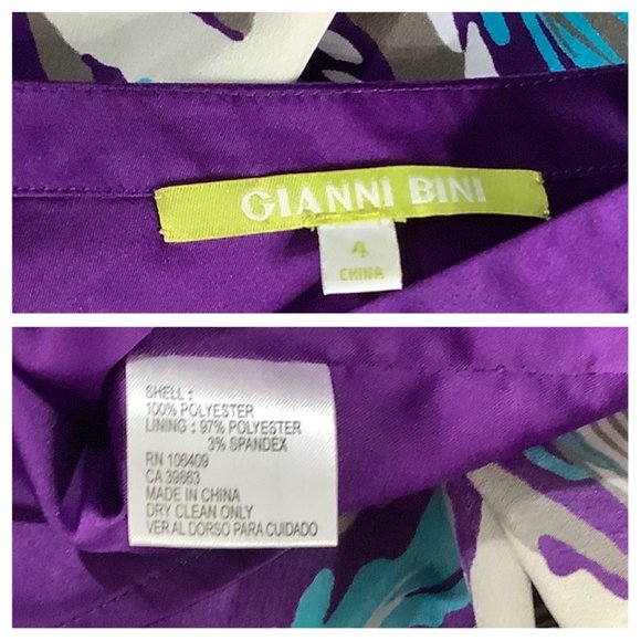 Gianni Bini Boho Dress Purple Aqua Blue White Tan Size 4 Paisley V-Neck - Picture 5 of 9